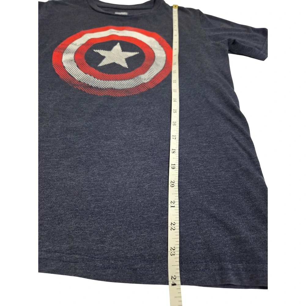 Marvel Captain America Shield Graphic Tee Navy Blue Kids XL Short Sleeve Shirt